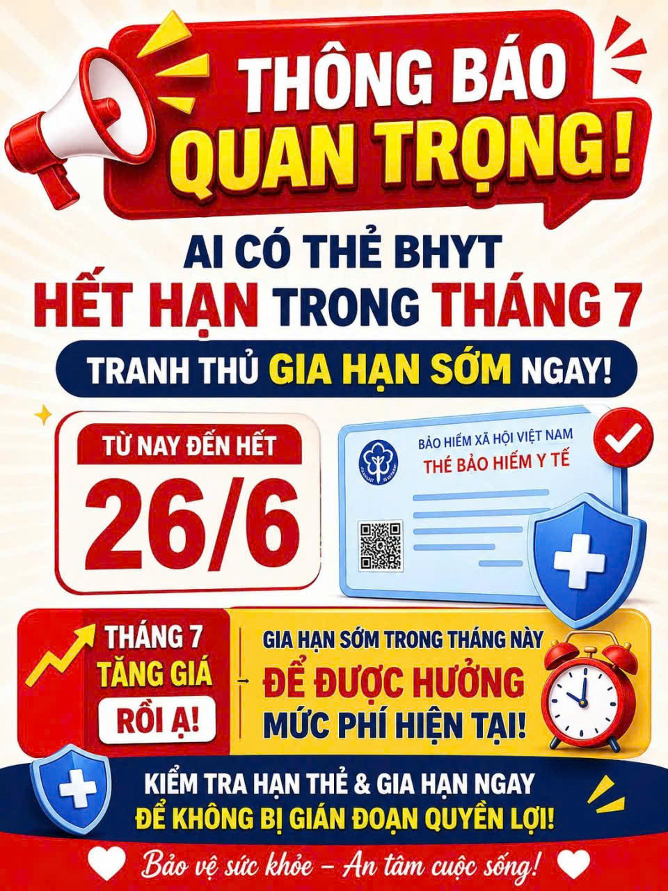 THAY ĐỔI MỨC ĐÓNG BẢO HIỂM Y TẾ TỪ NGÀY 01/7/2026 VÀ QUYỀN LỢI KHI THAM GIA BẢO HIỂM Y TẾ